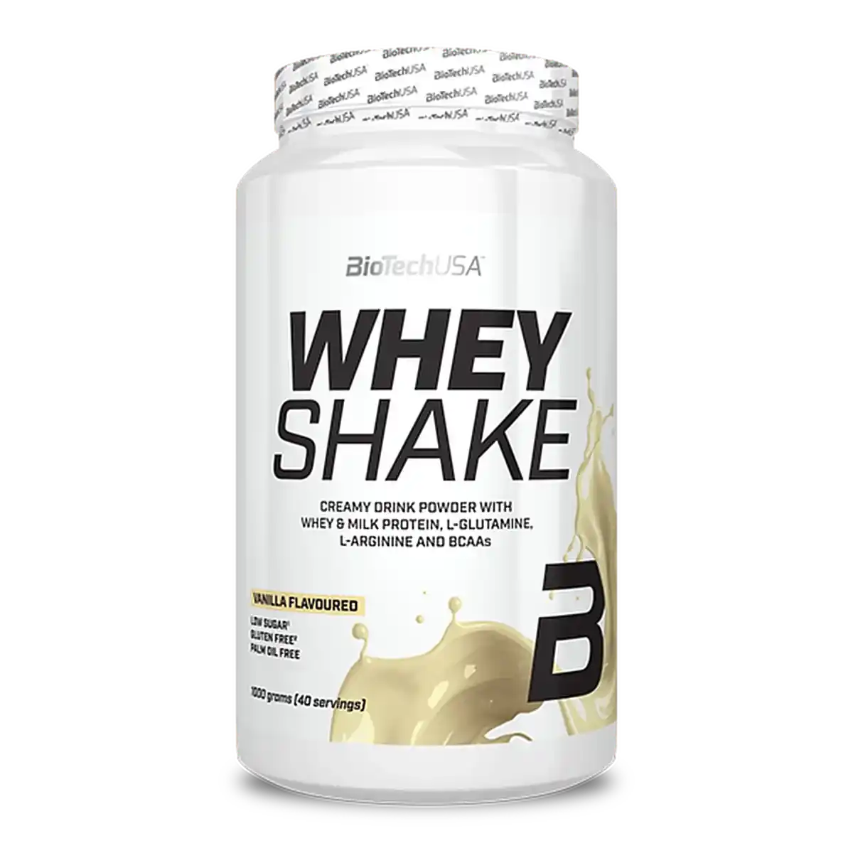 BioTechUSA Whey Shake Vanille, cremiges Eiweißpulver mit Whey & Milchprotein, BCAAs, L-Glutamin