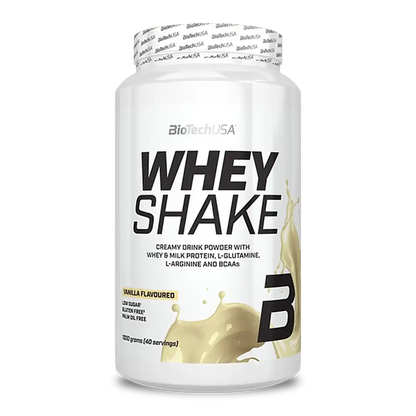 BioTechUSA Whey Shake Vanille, cremiges Eiweißpulver mit Whey & Milchprotein, BCAAs, L-Glutamin