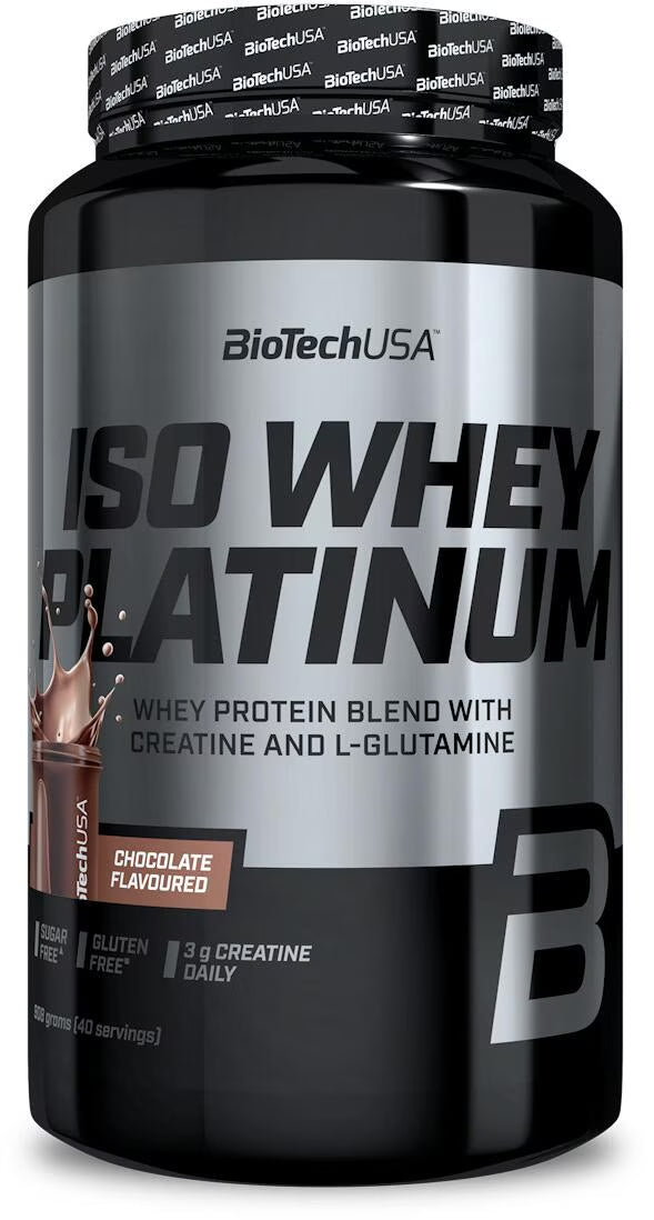 BioTech USA Iso Whey Platinum Whey Protein Blend in Schokolade, 908g Dose