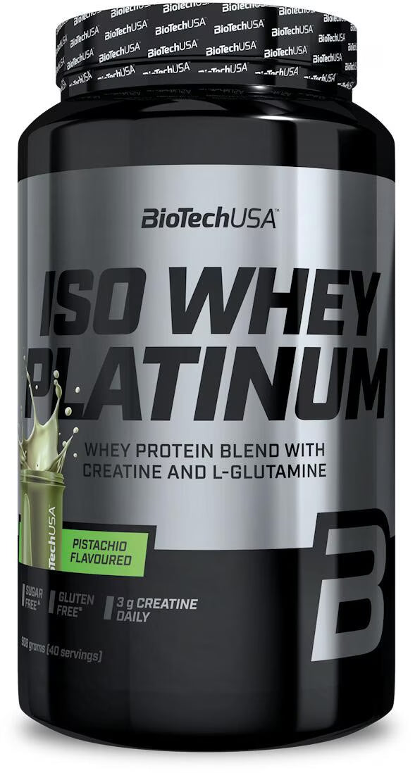 BioTech USA Iso Whey Platinum Proteinpulver mit Pistaziengeschmack, 908g Dose
