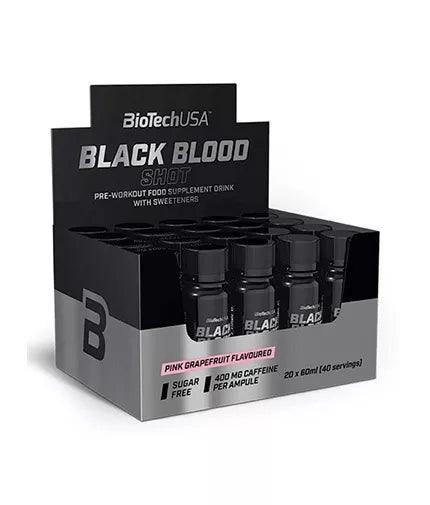 Black Blood Shot von BioTechUSA – Pre-Workout Booster mit 400 mg Koffein, zuckerfrei, Pink Grapefruit Geschmack