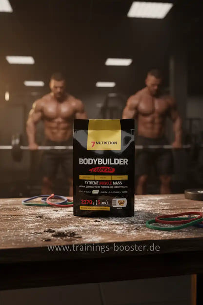 7Nutrition Bodybuilder Extreme Muscle Mass Pulver für Muskelaufbau im Fitnessstudio mit Athleten