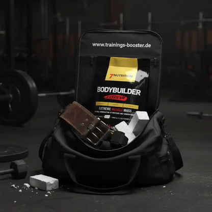 7Nutrition Bodybuilder Extreme Muscle Mass in Fitness-Tasche mit Gewichthebergürtel im Gym