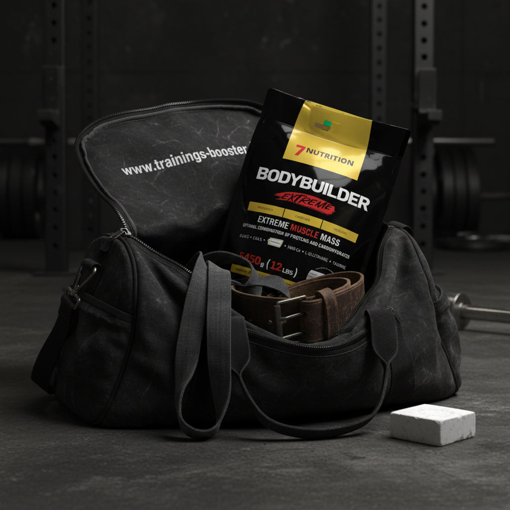 7 Nutrition Bodybuilder Extreme Muscle Mass in Sporttasche im Fitnessstudio