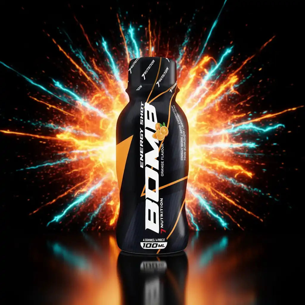 BOMB Energy Shot Orange Flavor 100ml – Energiebooster für Training & Sport mit leuchtendem Effekt