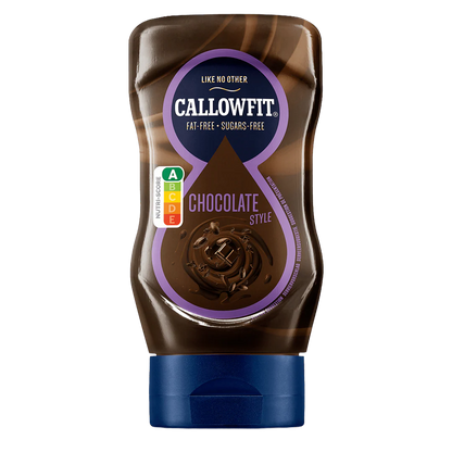 Callowfit Schokoladen-Sirup, fettfrei und zuckerfrei, in einer Kunststoffflasche