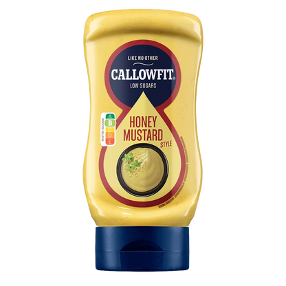 Flasche Callowfit Honey Mustard Style Sauce mit wenig Zucker