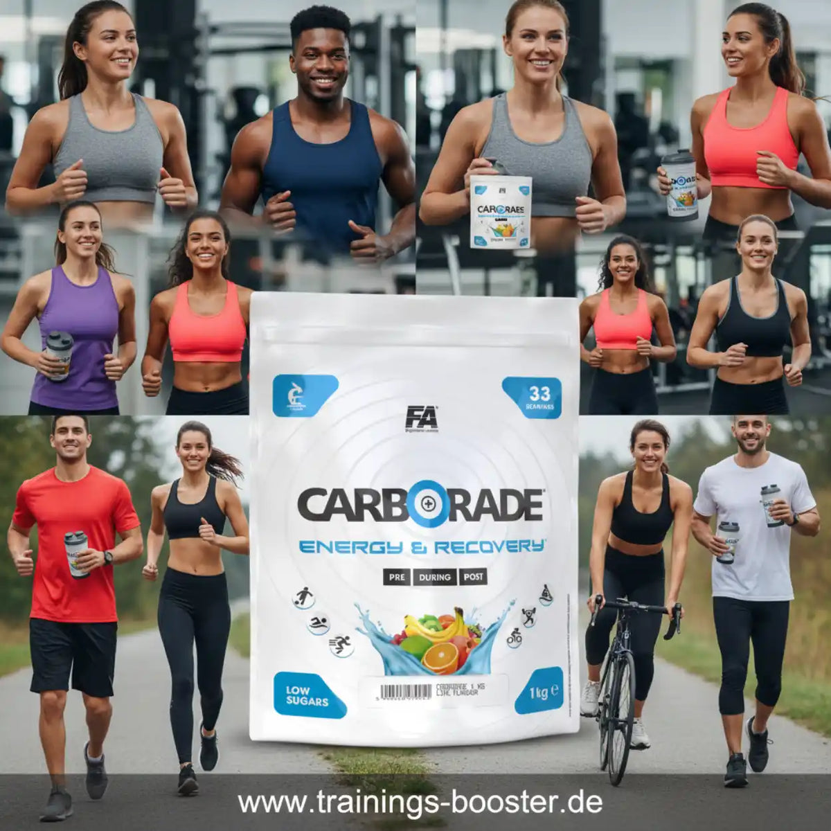 FA Nutrition CARBORADE Kohlenhydrat Pulver 1kg für Energie & Regeneration mit Sportlern