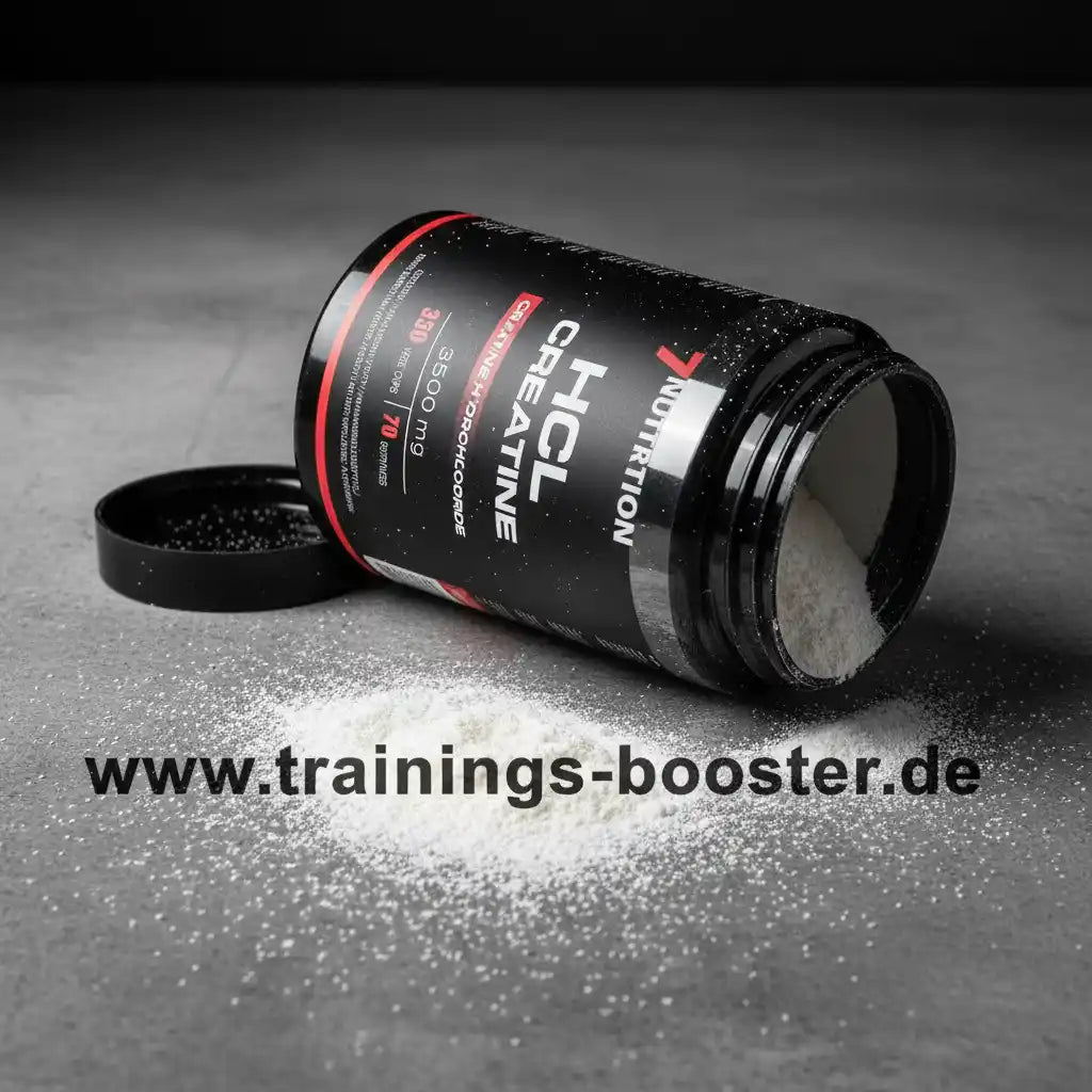 HCL Creatine Pulver in schwarzer Dose, ideal für Sportler und Fitness-Enthusiasten