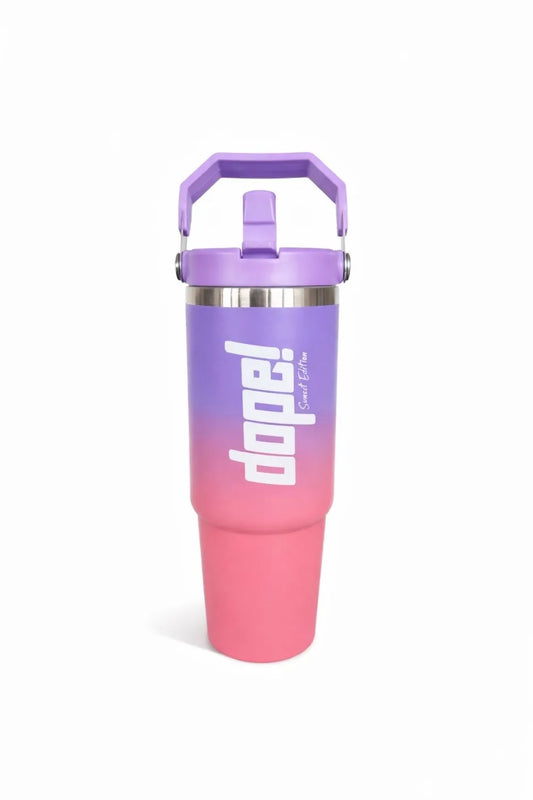 Lila-rosa Dope! Sunset Edition Trinkflasche mit Griff für Sport und Fitness