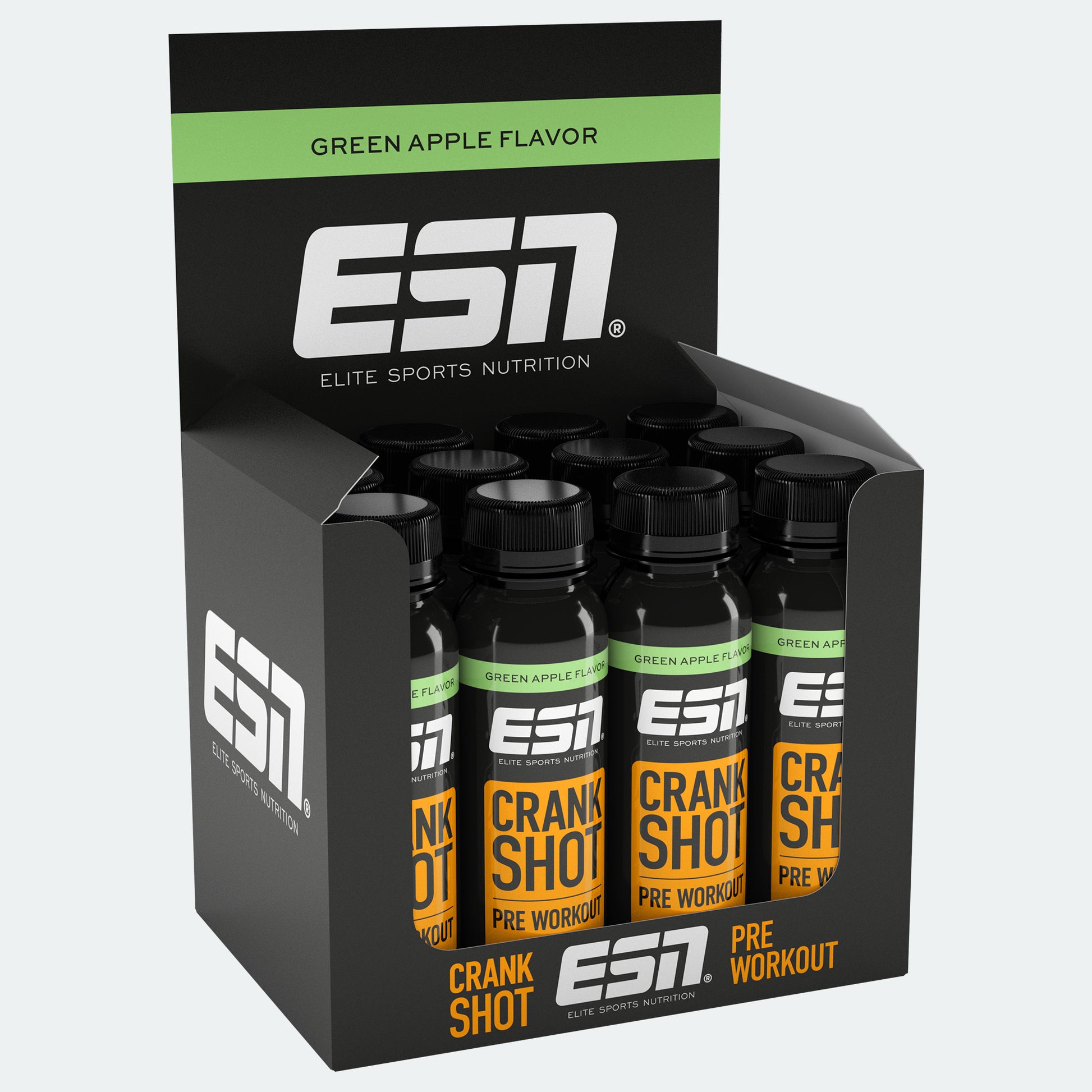 ESN Crank Pre Workout Shot, 12x95ml - Green Apple - trainings-booster.de