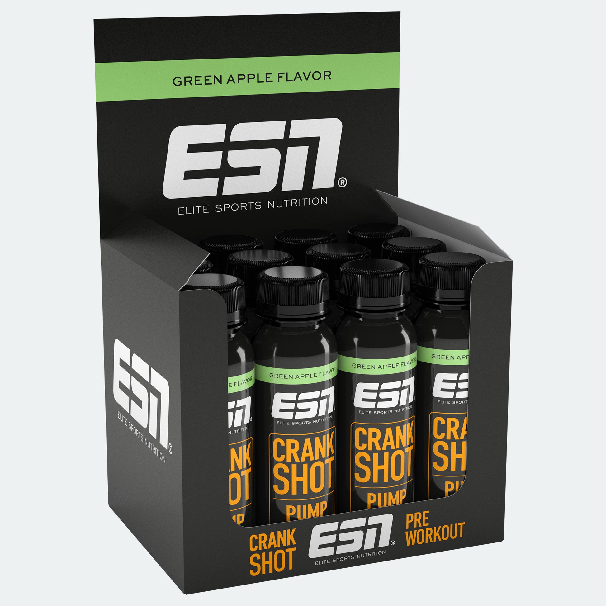 ESN Crank Shot Pre Workout in Displaybox, Green Apple Geschmack, Nahrungsergänzung