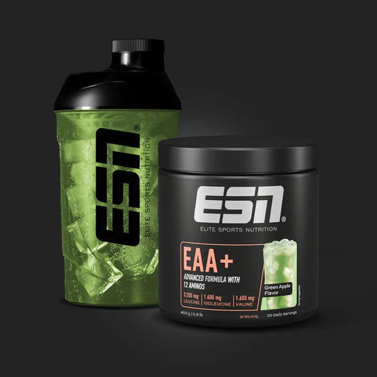 EAA+ Pulver Green Apple Geschmack mit Shaker, Nahrungsergänzung für Sportler