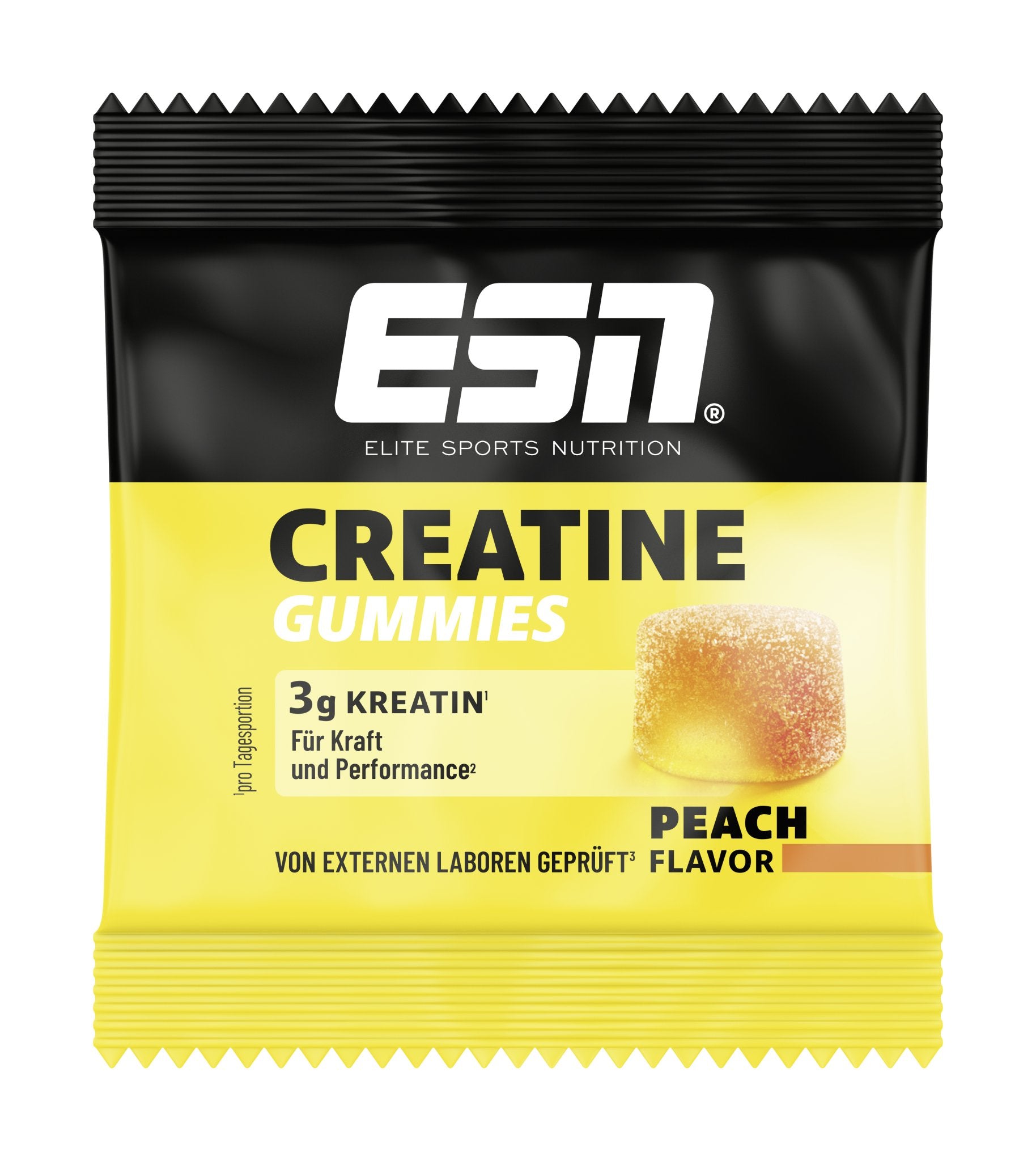ESN Creatine Gummies Peach Flavor mit 3g Kreatin für Kraft & Performance, Sportnahrung