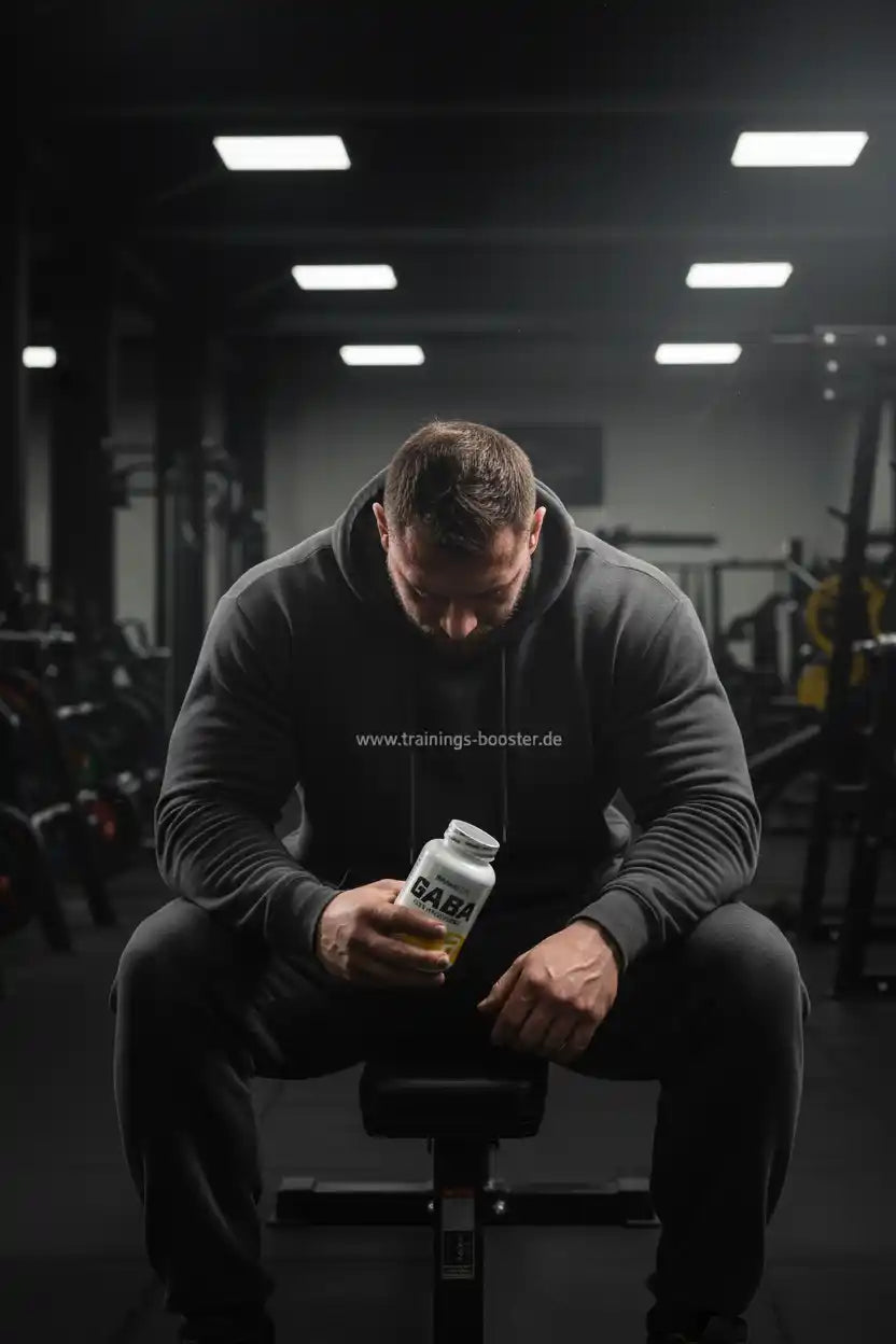 Mann im Fitnessstudio mit GABA-Booster für Training und Regeneration
