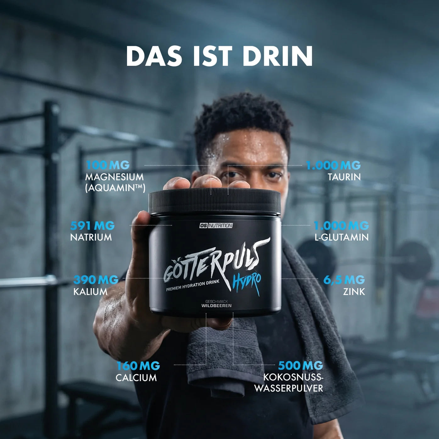 Götterpuls Hydro Premium Hydration Drink mit Magnesium, Taurin & L-Glutamin – ideal für Training und Fitness