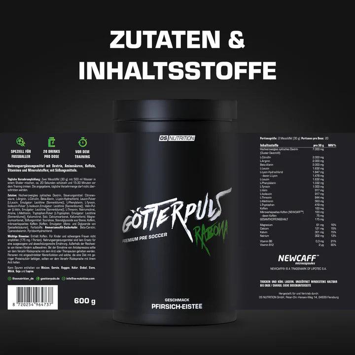 Götterpuls® Rabona - Premium Pre Soccer 600g / Fußballer Booster - trainings-booster.de