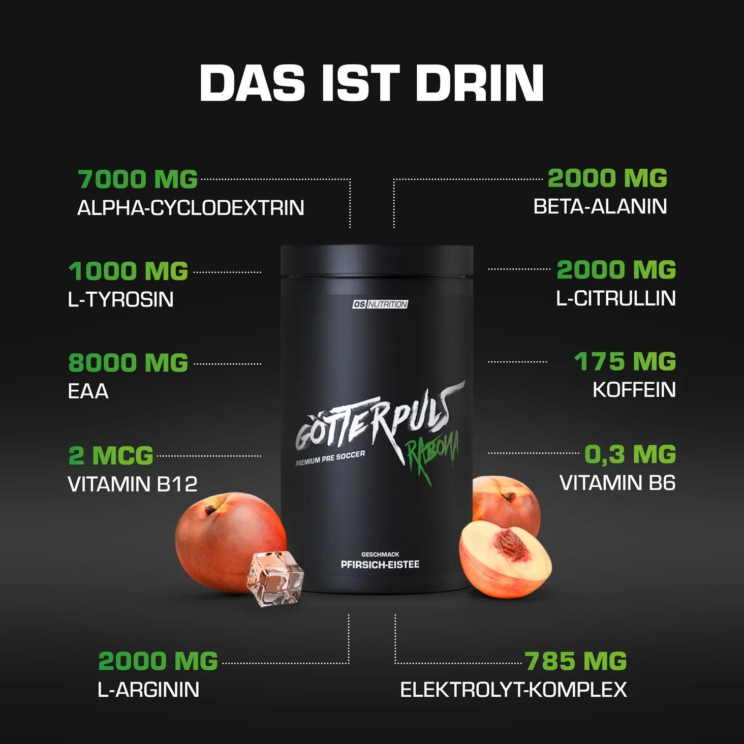Götterpuls® Rabona - Premium Pre Soccer 600g / Fußballer Booster - trainings-booster.de