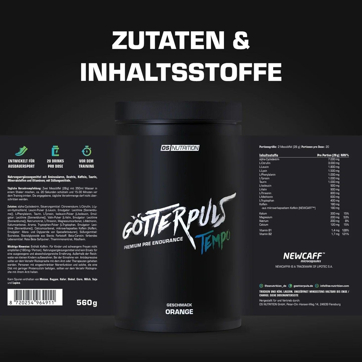 Götterpuls® Tempo - Premium Pre Endurance 560g - trainings-booster.de