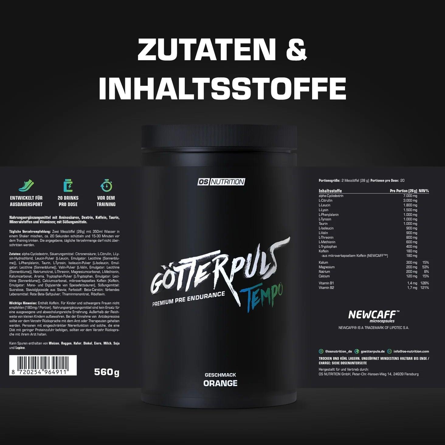 Götterpuls® Tempo - Premium Pre Endurance 560g - trainings-booster.de