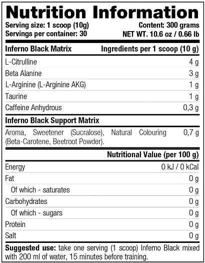 Inferno Black Pre Workout Booster - 300g - trainings-booster.de