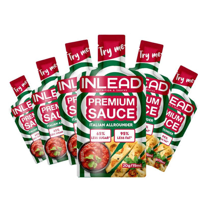 INLEAD Premium Sauce Italian Allrounder, 65% weniger Zucker, 95% weniger Fett, ideal für Sportler und Fitness