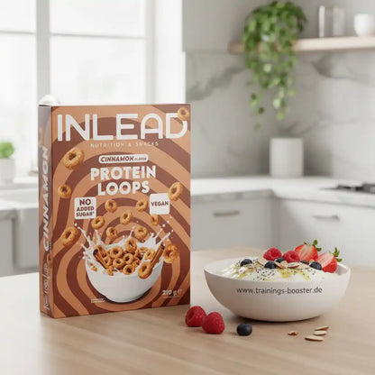 INLEAD Protein Loops Zimtgeschmack, vegan, ohne zugesetzten Zucker, ideal für Sportnahrung und Snacks