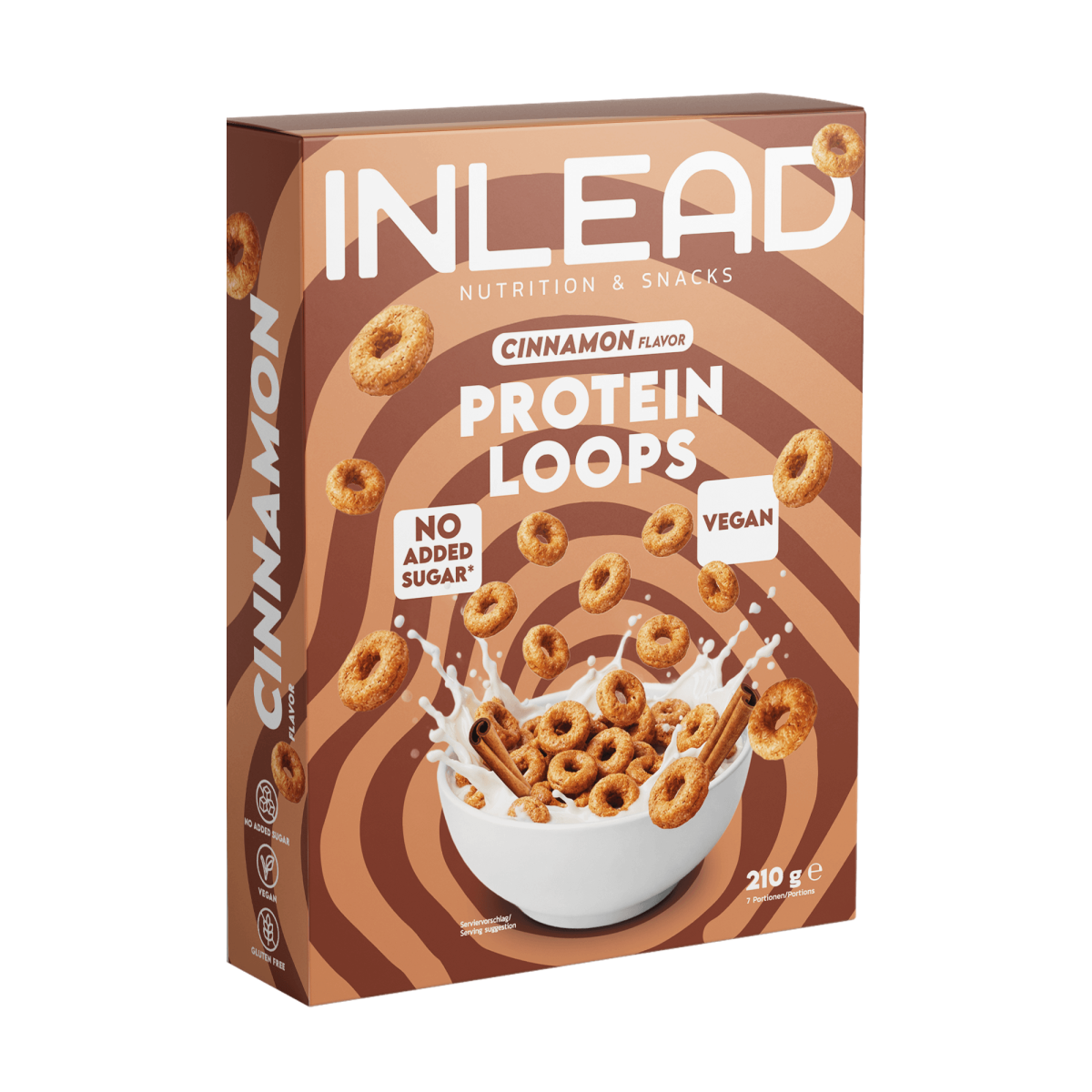 INLEAD Protein Loops Zimtgeschmack, vegan, ohne zusätzlichen Zucker, glutenfrei, 210g
