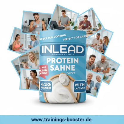 INLEAD Protein Sahne mit 42g Protein pro Portion, ideal für Kochen und Backen, mit Lactase