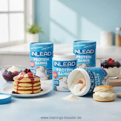 INLEAD Protein Sahne mit 42g Protein – ideal für Pancakes, Desserts & Snacks, perfekt für Sport & Fitness