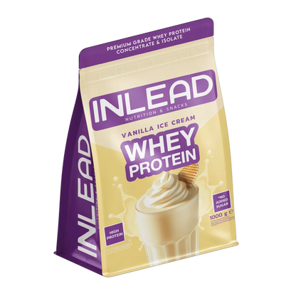 INLEAD Whey Protein Vanille Eiscreme, hochwertiges Proteinpulver ohne Zuckerzusatz, 1000g
