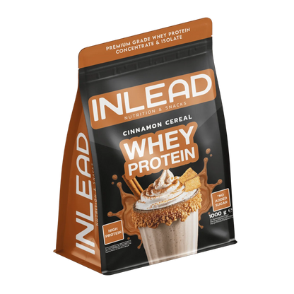 INLEAD Whey Protein Pulver Zimt-Cerealien Geschmack, hochproteinhaltig, ohne zugesetzten Zucker, 1000g