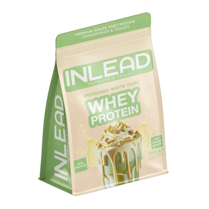 INLEAD Whey Protein Pistazie-Weißschokolade, hochwertiges Eiweißpulver ohne Zuckerzusatz, 1000g