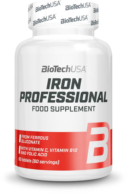 BioTechUSA Iron Professional Nahrungsergänzungsmittel mit Vitamin C, B12 und Folsäure
