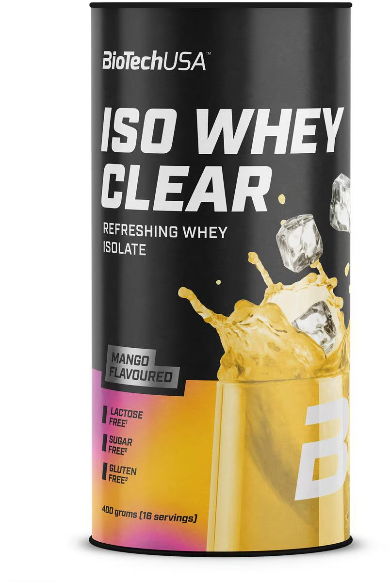 BioTechUSA ISO Whey Clear Mango, lactosefrei, zuckerfrei, glutenfrei, 400g Eiweißpulver für Sportler