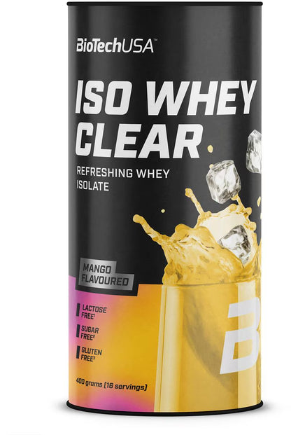 BioTechUSA ISO Whey Clear Mango, lactosefrei, zuckerfrei, glutenfrei, 400g Eiweißpulver für Sportler