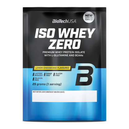 BioTechUSA ISO Whey Zero, Zitronen-Käsekuchen Geschmack, Premium Whey Protein Isolat mit BCAAs und L-Glutamin