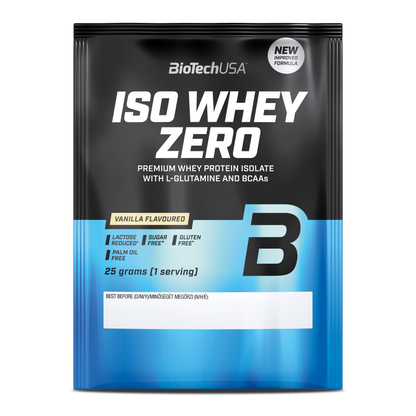 BioTech USA ISO Whey Zero Vanille – Premium Whey Protein Isolat mit L-Glutamin & BCAAs, zuckerfrei, glutenfrei