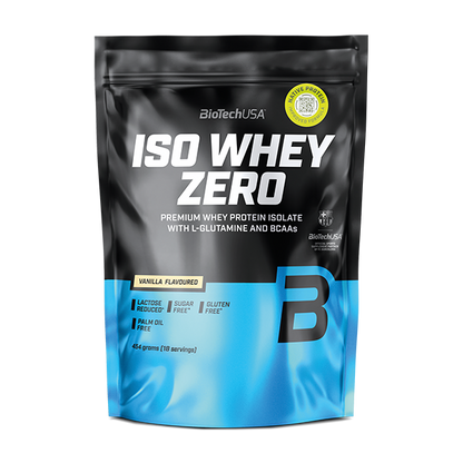 BioTechUSA ISO Whey Zero Vanille – Premium Whey Protein Isolat mit L-Glutamin & BCAAs, zuckerfrei, glutenfrei