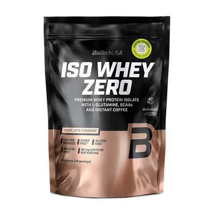 BioTechUSA ISO Whey Zero Eiweißpulver, koffeinhaltig, laktosefrei, zuckerfrei, glutenfrei, Caffè Latte Geschmack