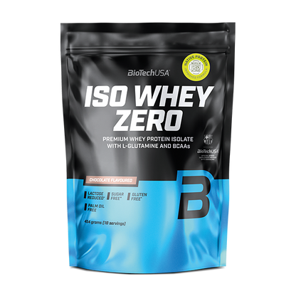 BioTechUSA ISO Whey Zero Schokolade – Premium Whey Protein Isolat mit L-Glutamin & BCAAs, laktosefrei, zuckerfrei