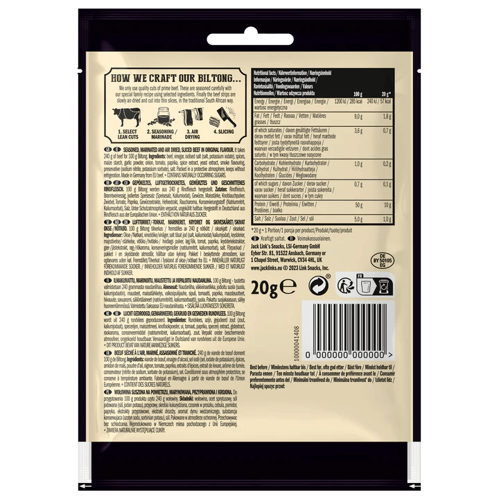 Jack Link's Biltong Original 20g-60g - trainings-booster.de