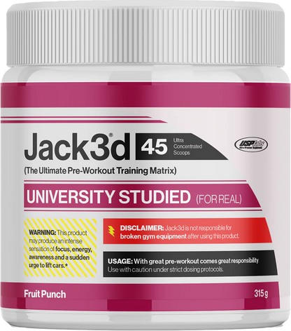 Jack3d 45 Pre-Workout Booster in Fruit Punch, 315g – Ultra konzentrierte Trainingsmatrix für Energie & Fokus
