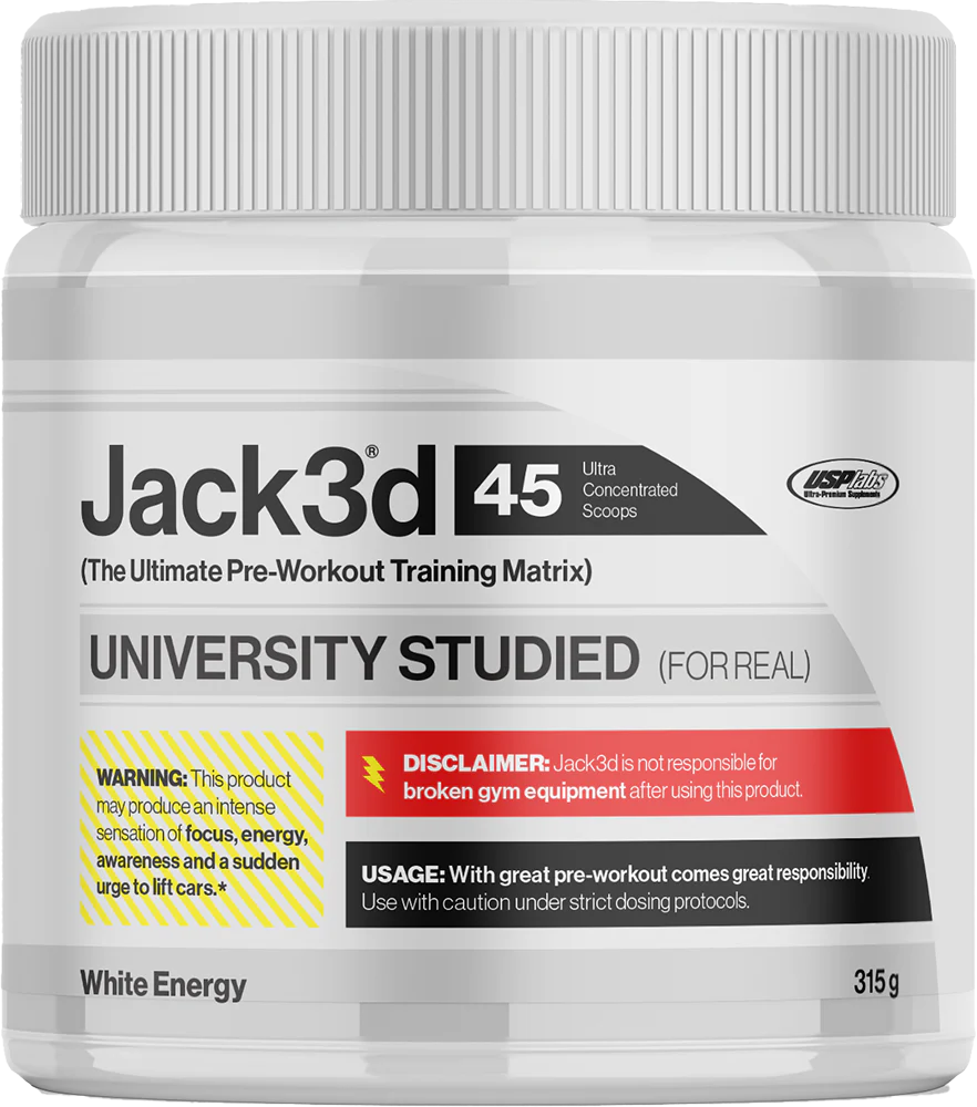 Jack3d 45 Pre-Workout Booster für Energie & Fokus, 315g Dose, White Energy