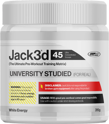 Jack3d 45 Pre-Workout Booster für Energie & Fokus, 315g Dose, White Energy