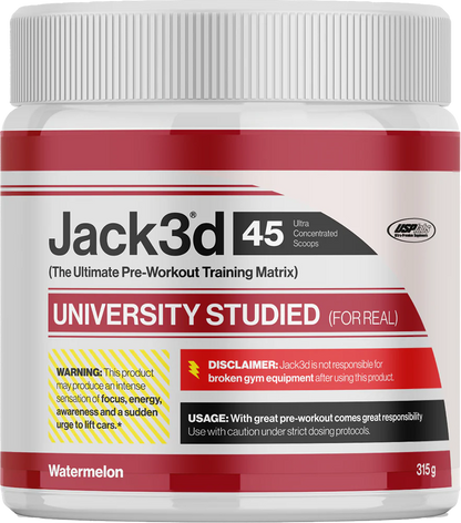 Jack3d 45 Pre-Workout Booster mit Wassermelone-Geschmack, 315g Dose für maximale Energie und Fokus im Training