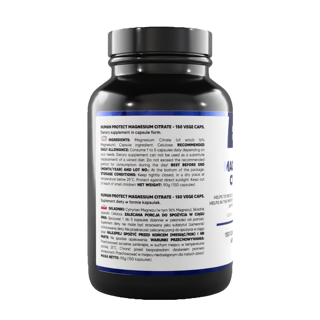Magnesium Citrat Kapseln 150 Stück – Nahrungsergänzung für Sport & Training