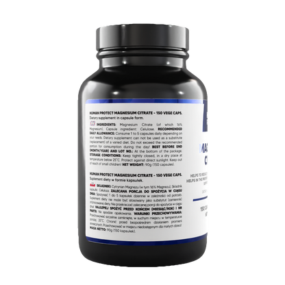 Magnesium Citrat Kapseln 150 Stück – Nahrungsergänzung für Sport & Training