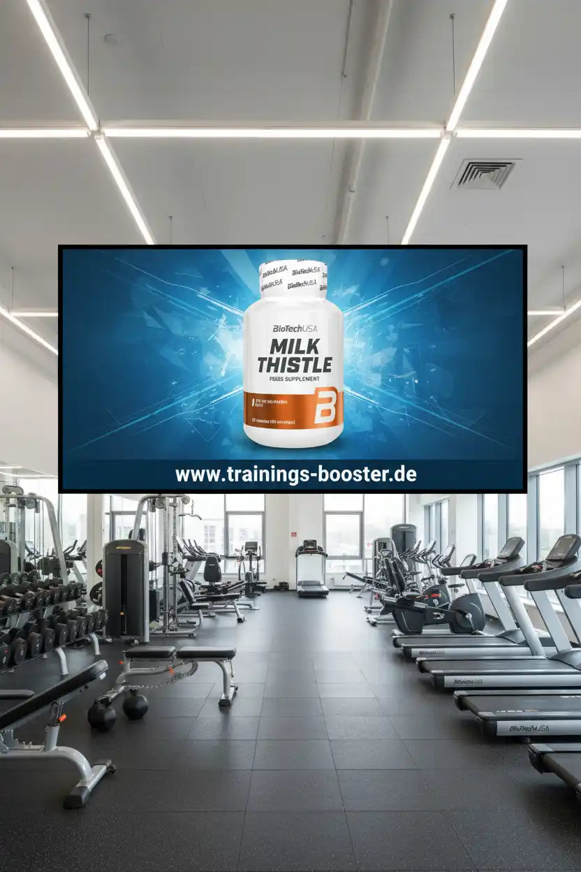 Milk Thistle Nahrungsergänzungsmittel in modernem Fitnessstudio, ideal für Sportler und Training