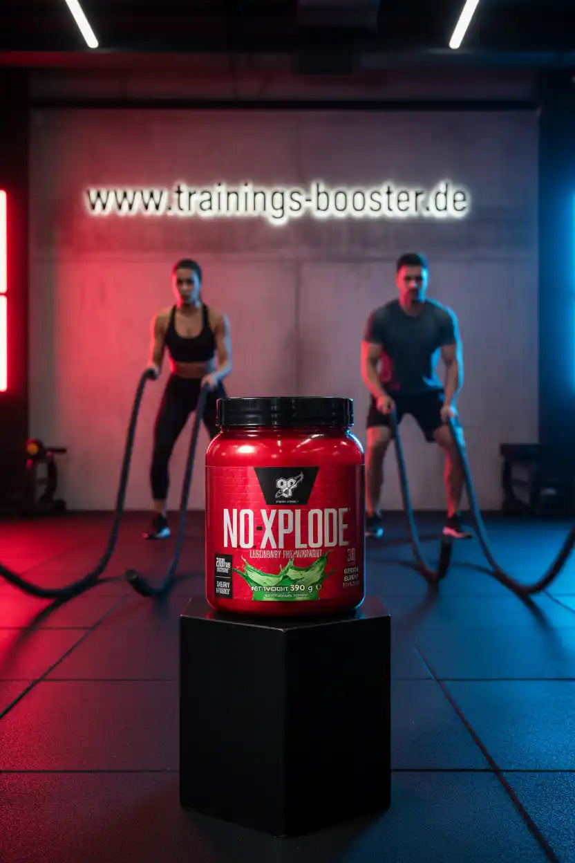 BSN Nutrition N.O. XPLODE 3.0 Pre Workout Booster Dose vor Sportlern im Fitnessstudio
